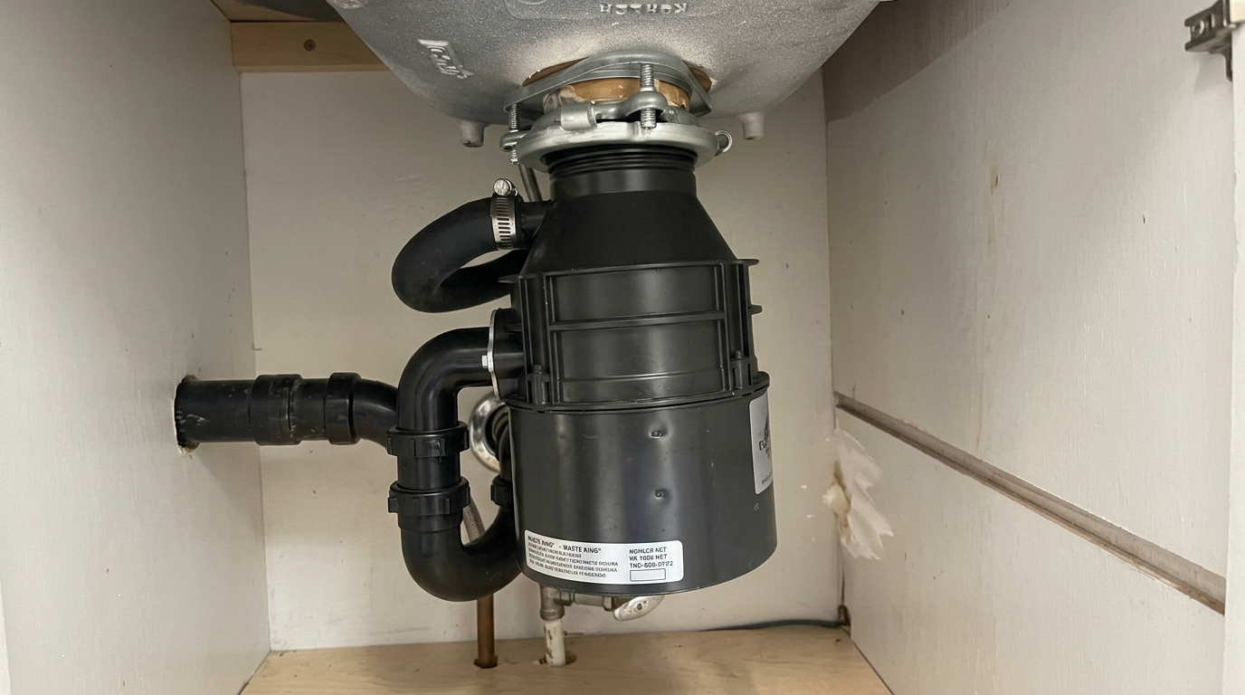 Professional garbage disposal installation — clean result